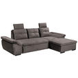 ECKSOFA Graubraun Mikrovelours  - Graubraun/Schwarz, KONVENTIONELL, Kunststoff/Textil (275/170cm) - Carryhome