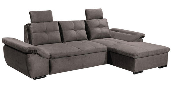 ECKSOFA in Mikrovelours Graubraun - Graubraun/Schwarz, KONVENTIONELL, Kunststoff/Textil (275/170cm) - Carryhome