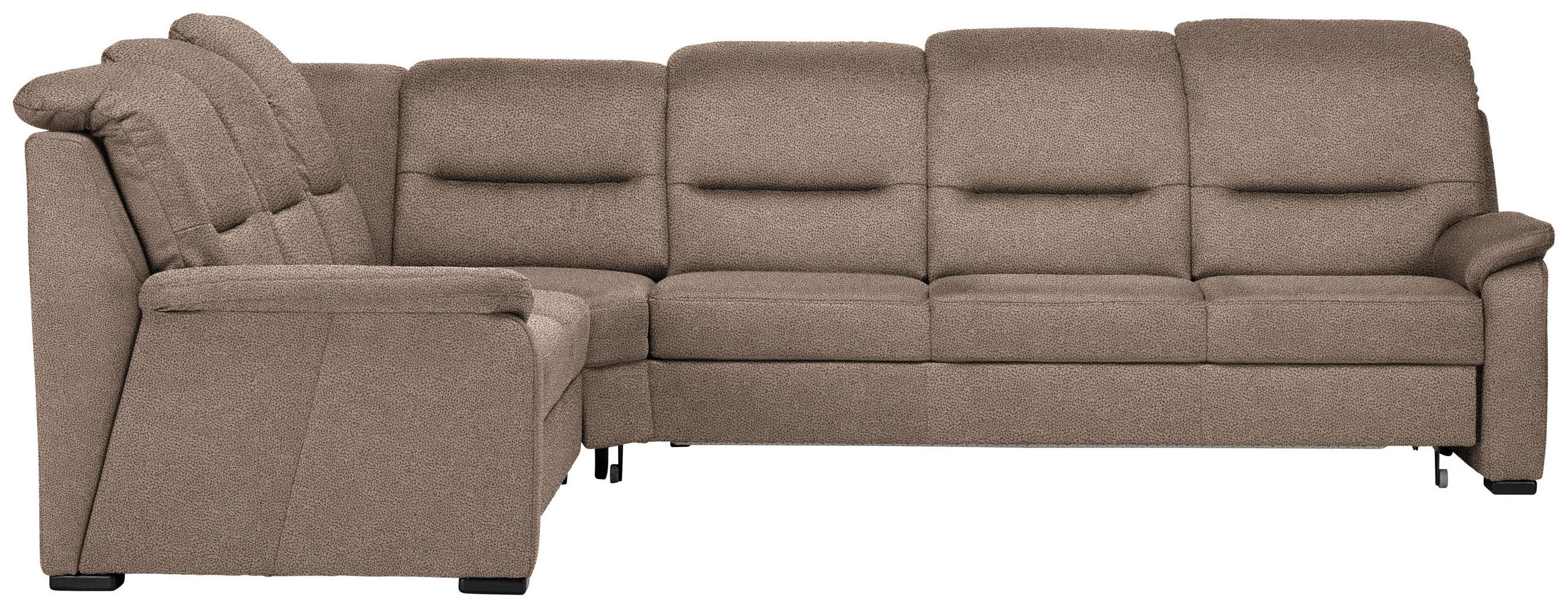 ECKSOFA in Mikrofaser Sandfarben  - Sandfarben/Schwarz, Konventionell, Holz/Textil (245/303cm) - Beldomo Comfort