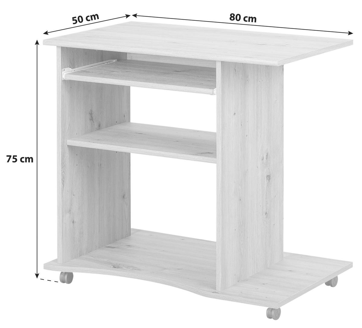 PC STŮL, barvy dubu, 80/50/75 cm - barvy dubu, Konvenční, kompozitní dřevo/plast (80/50/75cm) - MID.YOU
