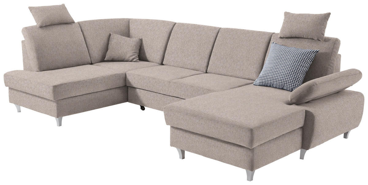 WOHNLANDSCHAFT in Webstoff Rosa  - Silberfarben/Rosa, Konventionell, Holz/Textil (186/322/167cm) - Cantus