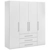 DREHTÜRENSCHRANK 196/219/59 cm 4-türig  - Weiß Hochglanz/Alufarben, KONVENTIONELL, Holzwerkstoff/Metall (196/219/59cm) - Xora