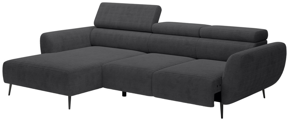 ECKSOFA in Cord Anthrazit  - Anthrazit/Schwarz, Konventionell, Textil/Metall (174/277cm) - Carryhome