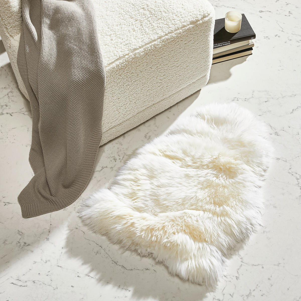 OVČÍ KOŽEŠINA, 65/45 cm, bílá - bílá, Konvenční, kožešina (65/45cm) - Linea Natura
