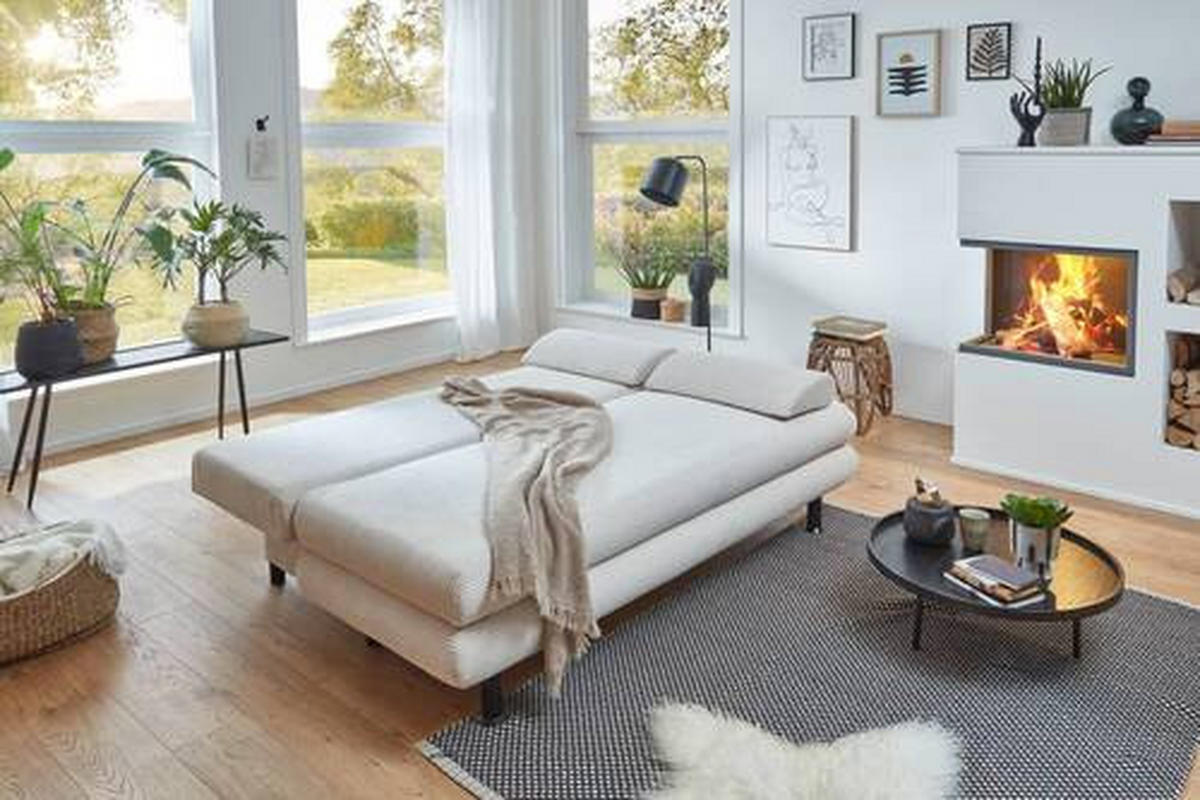 SCHLAFSOFA  mit Cord Naturfarben  - Schwarz/Naturfarben, KONVENTIONELL, Kunststoff/Textil (196/77/92cm) - Carryhome