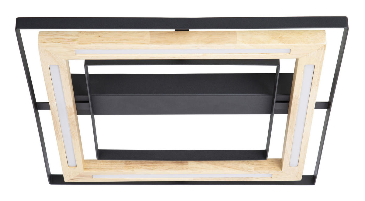 STROPNÍ LED SVÍTIDLO, 46/46/6 cm - černá/přírodní barvy, Natur, kov/dřevo (46/46/6cm) - Globo