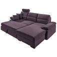 ECKSOFA in Webstoff Violett  - Dunkelbraun/Violett, KONVENTIONELL, Kunststoff/Textil (258/166cm) - Cantus