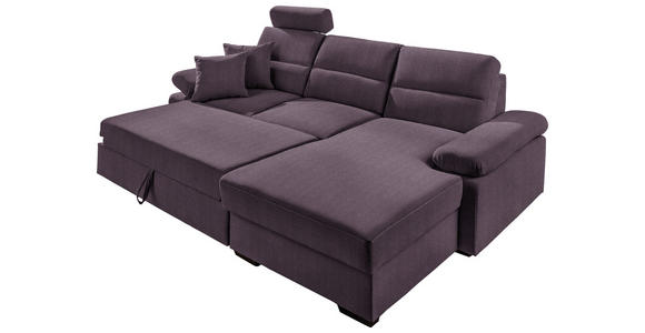 ECKSOFA in Webstoff Violett  - Dunkelbraun/Violett, KONVENTIONELL, Kunststoff/Textil (258/166cm) - Cantus