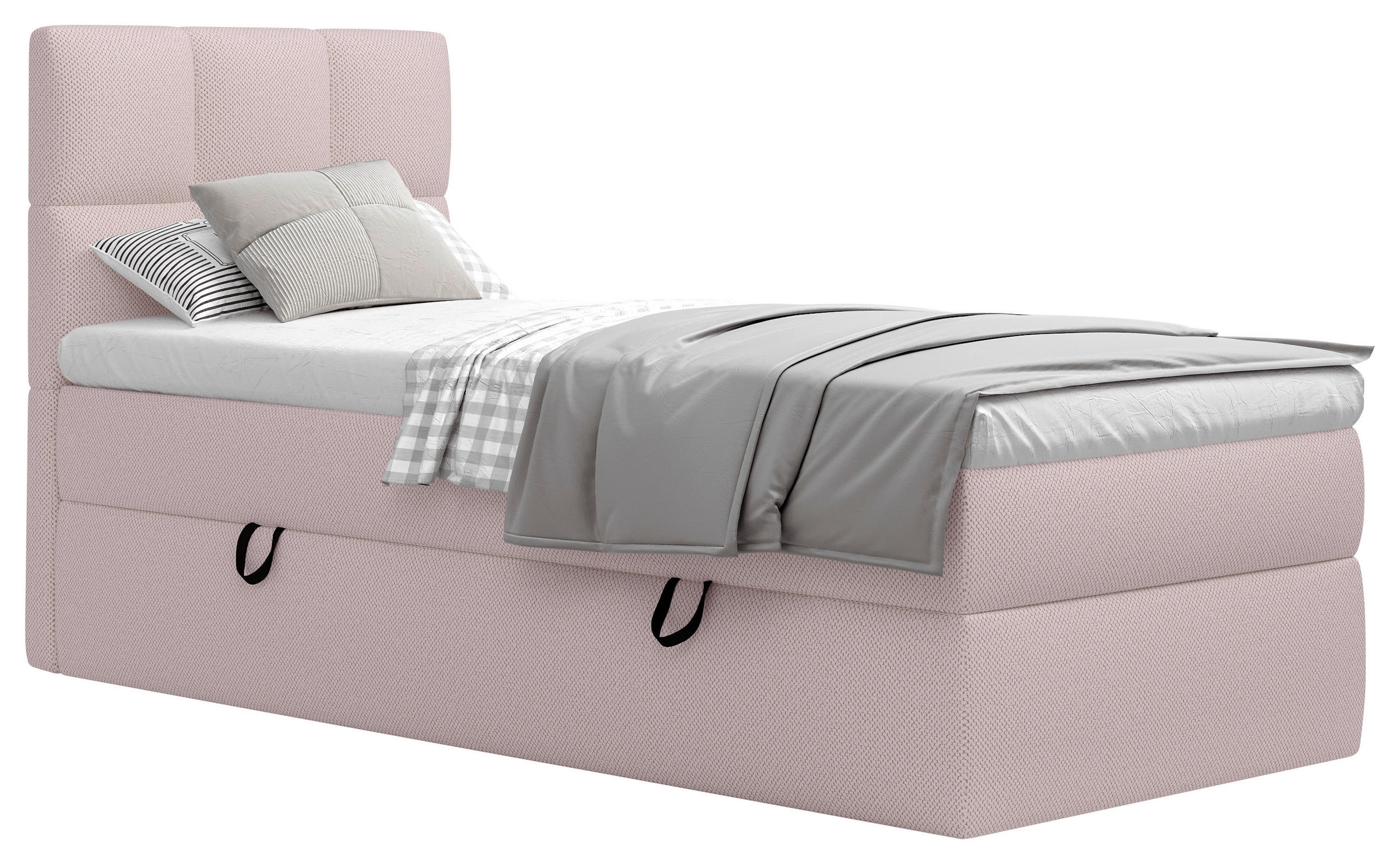 POSTELJA Z VZMETNICO 90 cm x 200 cm , les, tekstil, leseni material - črna/svetlo roza, Moderno, umetna masa/tekstil (90/200cm) - MID.YOU