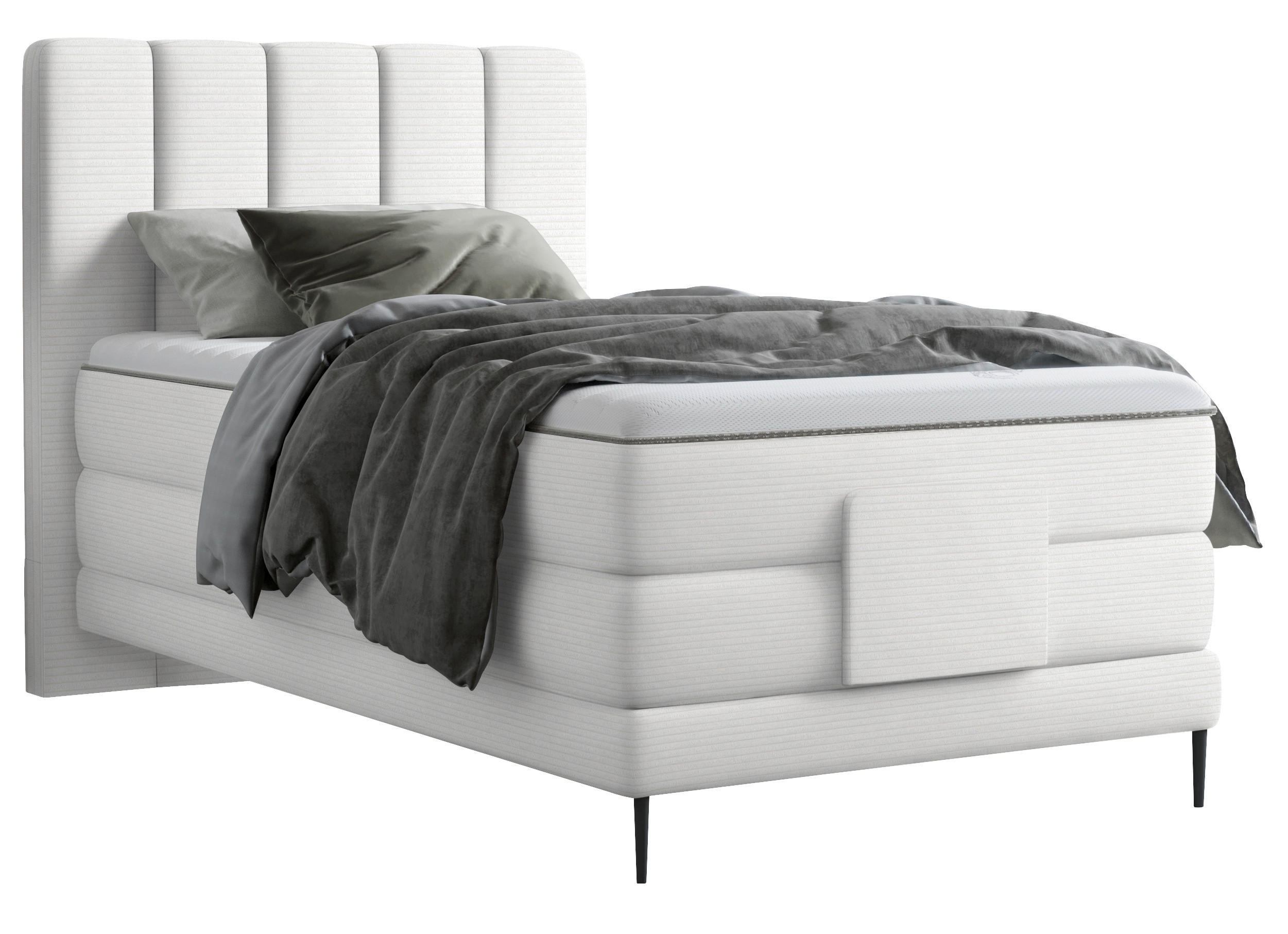BOXSPRINGBETT 100/200 cm  in Ecru  - Ecru/Schwarz, Natur, Textil/Metall (100/200cm) - Esposa