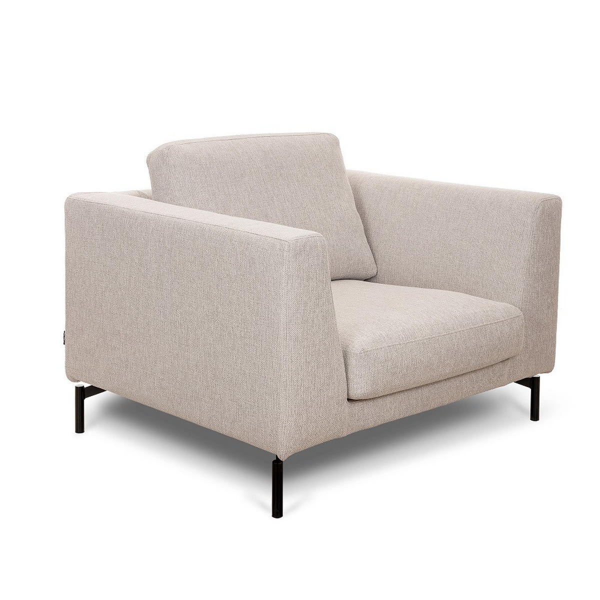 FÅTÖLJ i trä, textil beige  - beige/svart, Basics, metall/trä (115/84/100cm) - Pure Home Comfort