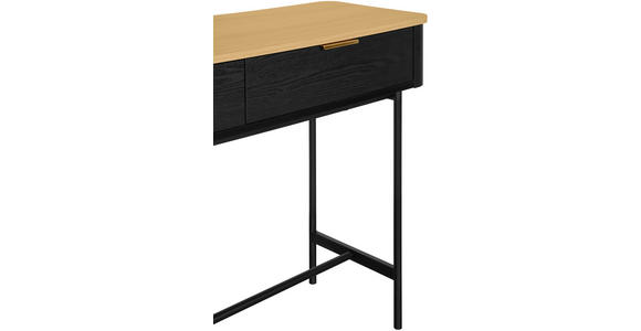 KONSOLENTISCH Schwarz, Eichefarben - Eichefarben/Goldfarben, Trend, Holzwerkstoff/Metall (110/35/78cm) - Xora