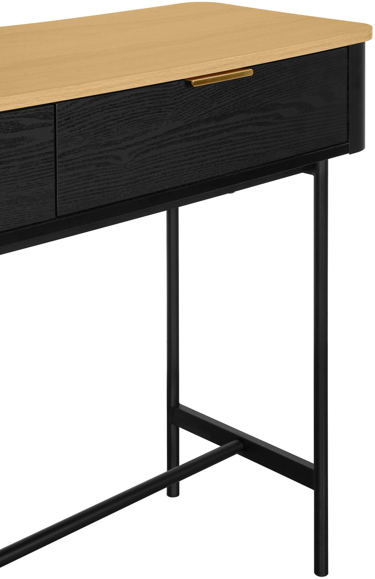 KONSOLENTISCH Schwarz, Eichefarben  - Eichefarben/Goldfarben, Trend, Holzwerkstoff/Metall (110/35/78cm) - Xora