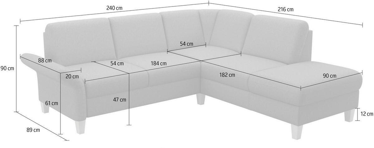 ECKSOFA ROCHELLE E Hellbraun Flachgewebe  - Hellbraun/Eichefarben, KONVENTIONELL, Holz/Textil (240/216cm) - Sit & More