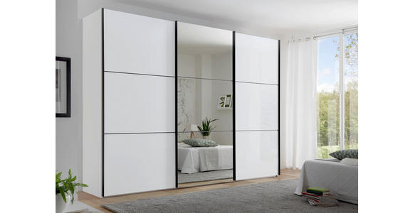 SCHWEBETÜRENSCHRANK 249/222/68 cm 3-türig  - Schwarz/Weiß, KONVENTIONELL, Glas/Holzwerkstoff (249/222/68cm) - Moderano