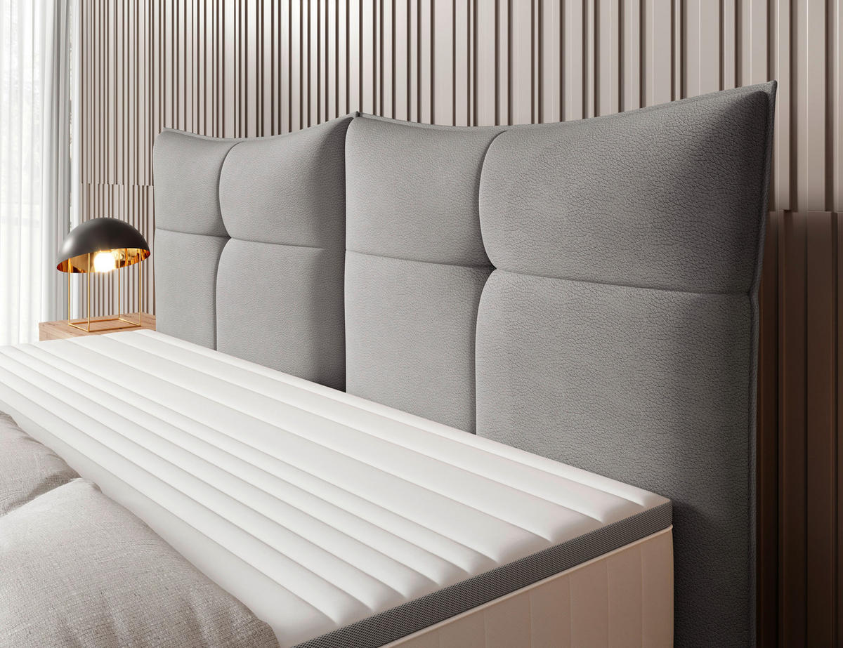 BOXSPRINGBETT  in Grau  - Schwarz/Grau, Design, Leder/Holzwerkstoff (180cm) - Esposa