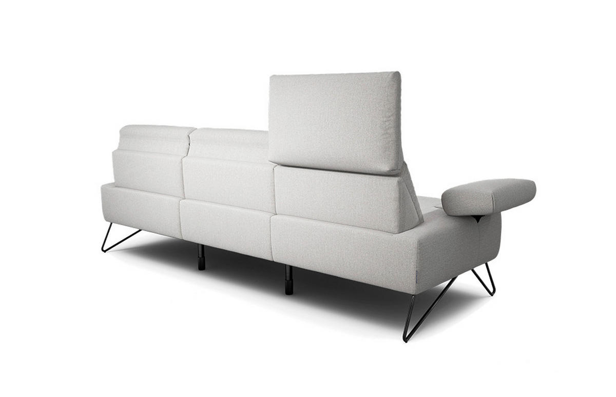 3-SITZER-SOFA Chenille Hellgrau  - Hellgrau/Schwarz, Design, Textil/Metall (234-264/85/86-94cm) - SENSOO