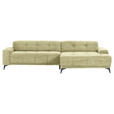 ECKSOFA  in Cord Hellgrün  295/165 cm  - Schwarz/Hellgrün, KONVENTIONELL, Textil/Metall (295/165cm) - Carryhome