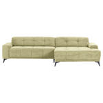 ECKSOFA in Cord Hellgrün  295/165 cm  - Schwarz/Hellgrün, KONVENTIONELL, Textil/Metall (295/165cm) - Carryhome