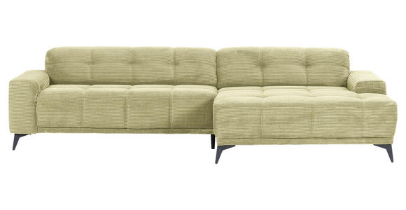 ECKSOFA  in Cord Hellgrün  295/165 cm  - Schwarz/Hellgrün, KONVENTIONELL, Textil/Metall (295/165cm) - Carryhome