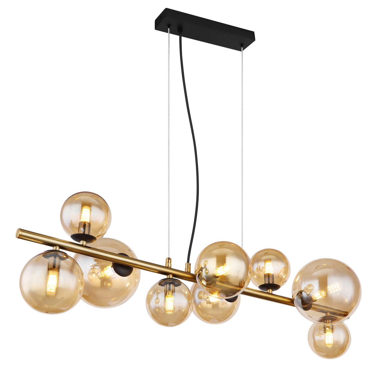 LED SVJETILJKA VISEĆA    86,6/36/120 cm     - boje mjeda/crna, Design, staklo/metal (86,6/36/120cm) - Globo