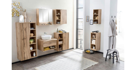 MIDISCHRANK 60/130/35 cm  - Silberfarben/Eiche Wotan, Natur, Holzwerkstoff/Kunststoff (60/130/35cm) - Xora