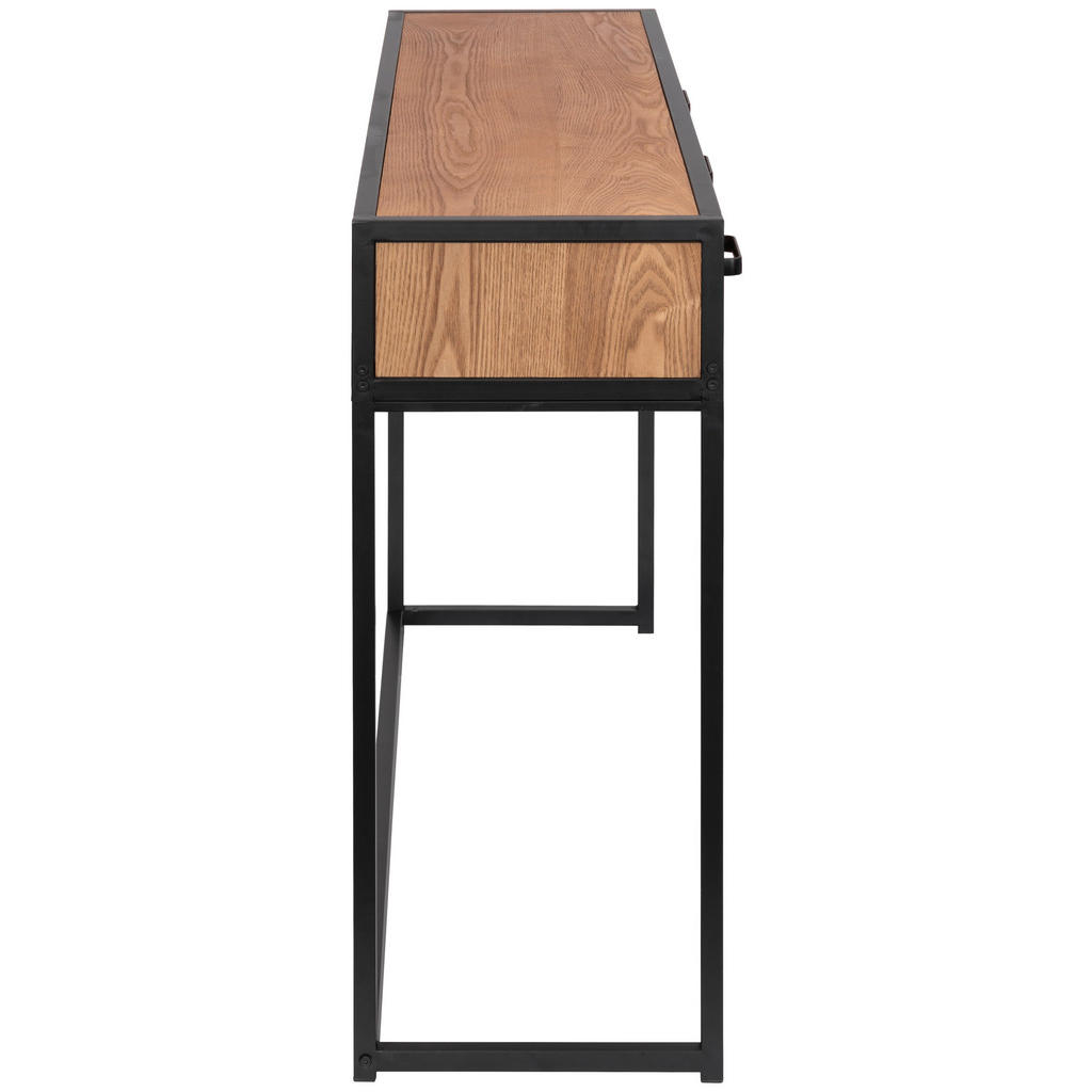 Thumbnail - P & B Konsolentisch, Schwarz, Hellbraun, Holz, Metall, Tanne, furniert, 3 Schubladen, eckig, 120x80x33 cm, Wohnzimmer, W...