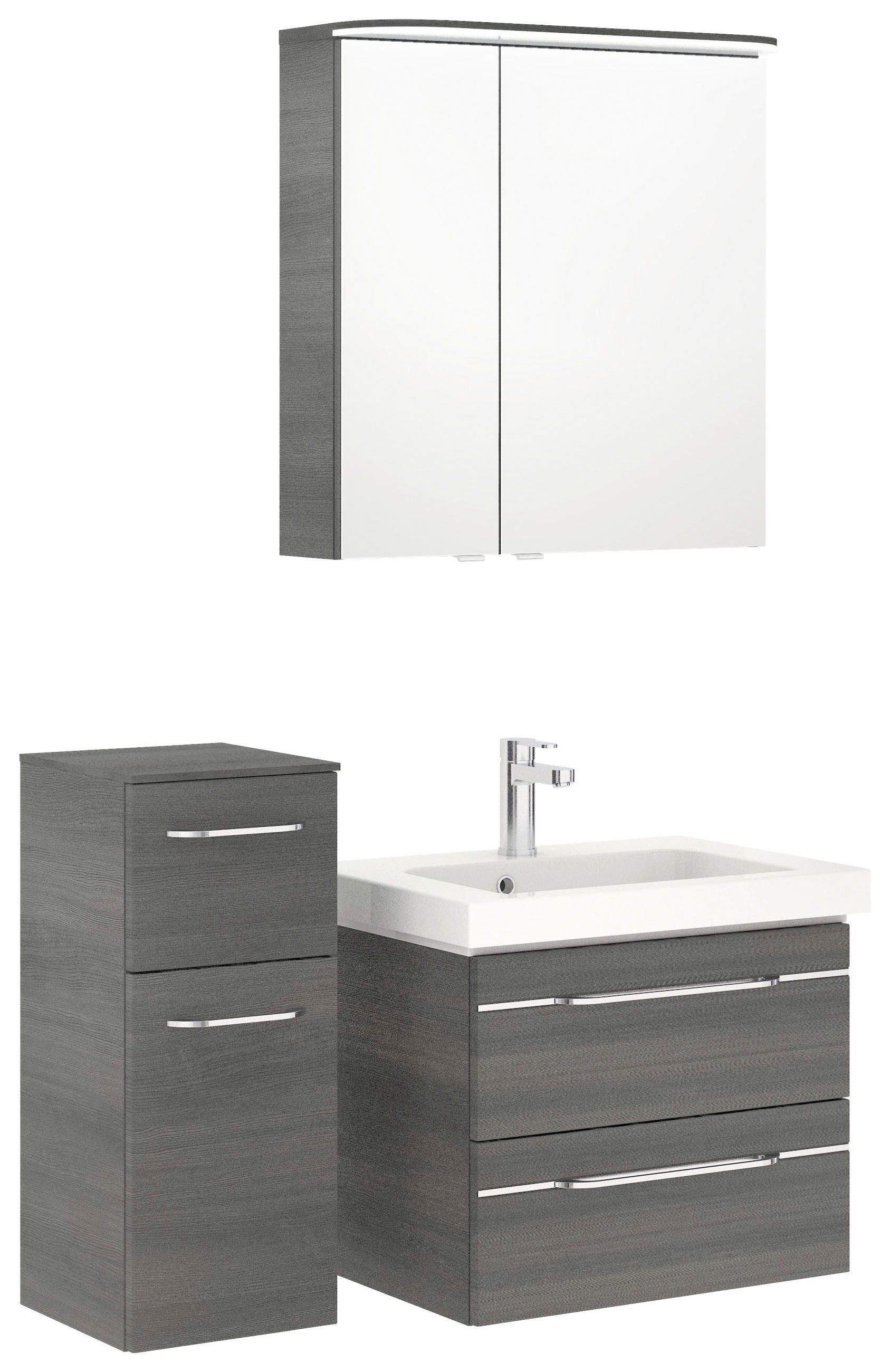 BADEZIMMER 4-teilig in 100 cm - Chromfarben/Graphitfarben, KONVENTIONELL, Glas/Holzwerkstoff (100cm) - Pelipal