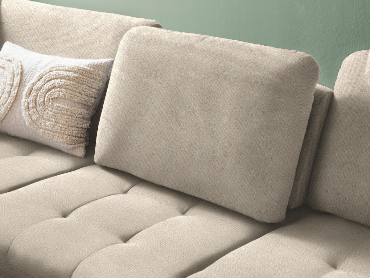 ECKSOFA in Chenille Beige  - Beige/Schwarz, Natur, Textil/Metall (233/288cm) - Valnatura