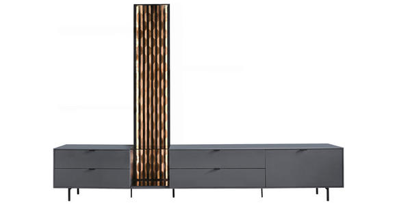 LOWBOARD  267/189/42 cm 4 Schublade(n) stehend, Beleuchtung  - Eichefarben/Anthrazit, Design, Holz/Holzwerkstoff (267/189/42cm) - Moderano