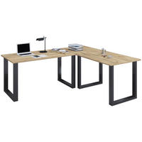 ECKSCHREIBTISCH 190/190/76 cm  in Schwarz, Honigeiche  - Honigeiche/Schwarz, Design, Holzwerkstoff/Metall (190/190/76cm) - MID.YOU