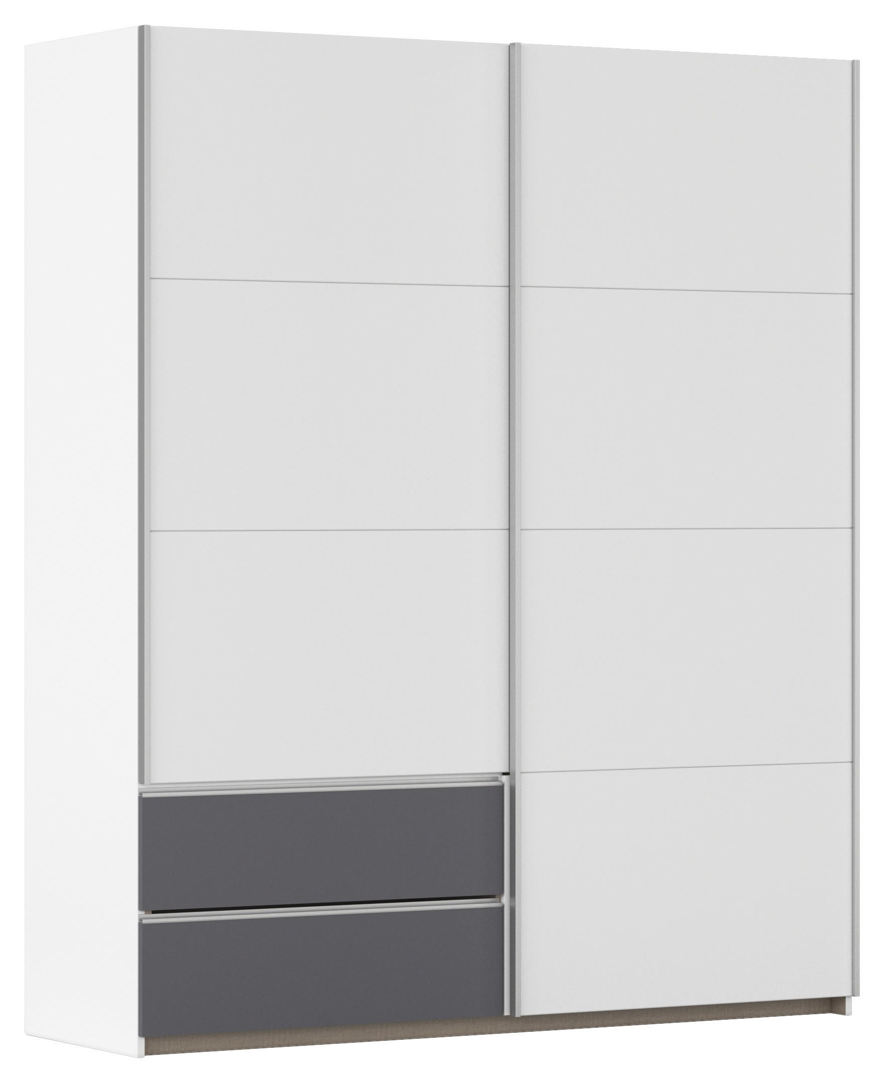 SCHWEBETÜRENSCHRANK 175/210/59 cm 2-türig Grau, Weiß  - Alufarben/Weiß, MODERN, Holzwerkstoff (175/210/59cm) - Rauch Möbel