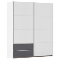 SCHWEBETÜRENSCHRANK in Grau, Weiss  - Weiss/Alufarben, Modern, Holzwerkstoff (175/210/59cm) - Rauch Möbel
