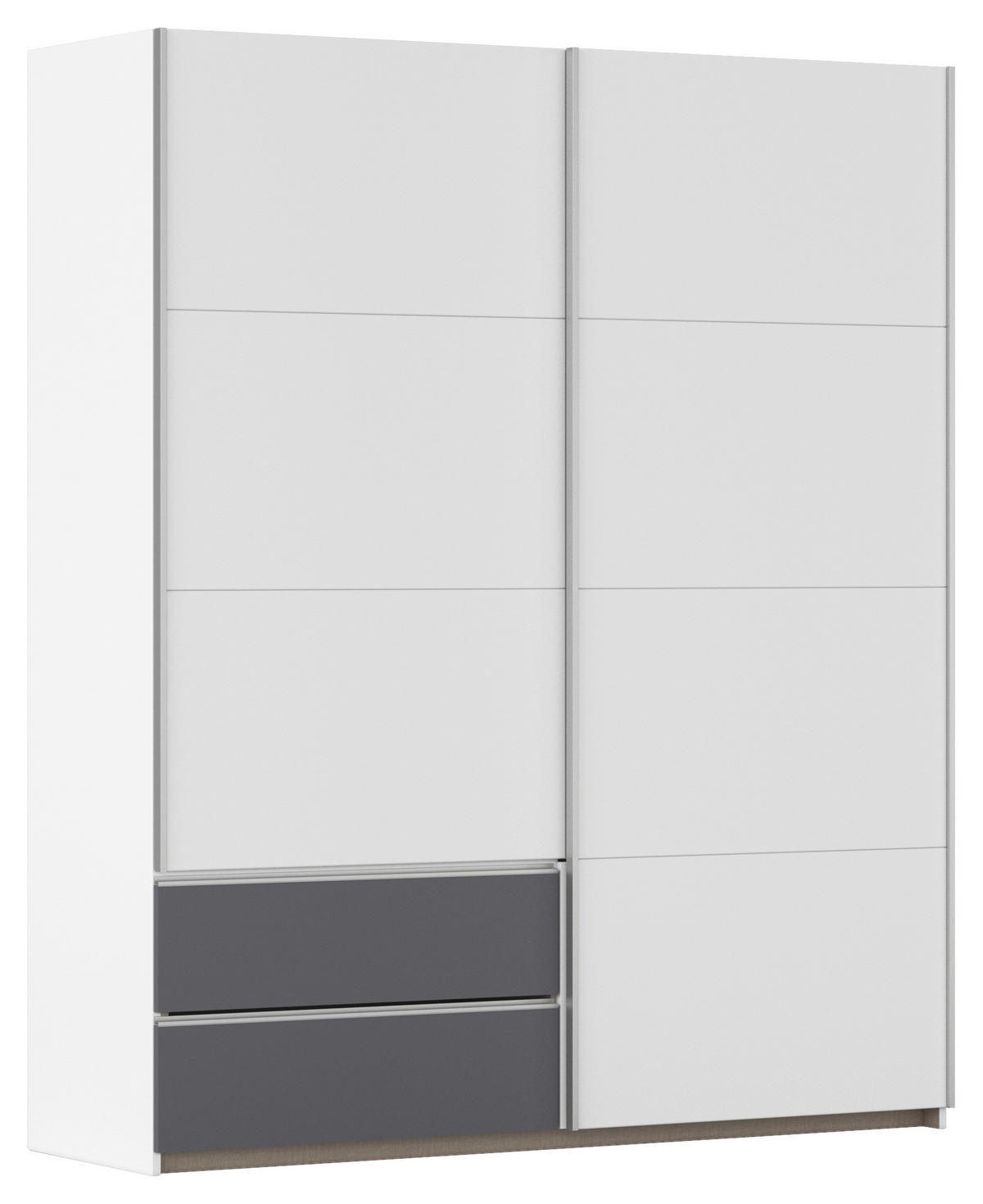 SCHWEBETÜRENSCHRANK in Grau, Weiss  - Weiss/Alufarben, Modern, Holzwerkstoff (175/210/59cm) - Rauch Möbel