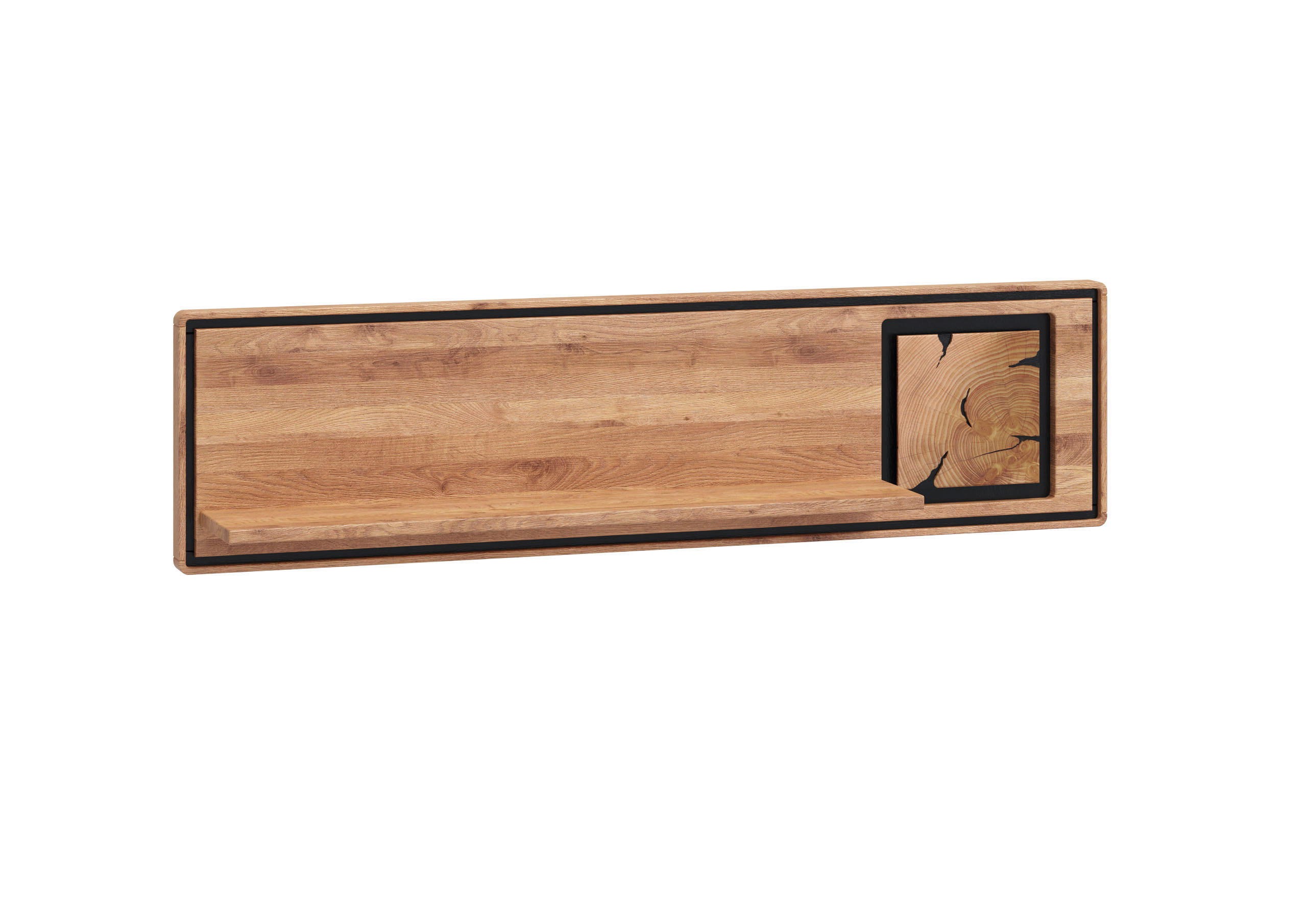 WANDBOARD Holz Wildeiche massiv Schwarz, Wildeiche  - Wildeiche/Schwarz, Basics, Holz (140/33/22cm) - Livetastic