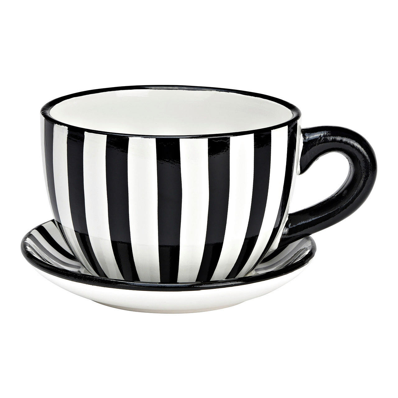 BLUMENTOPF   - Schwarz/Weiß, Basics, Keramik (20/12/15cm)