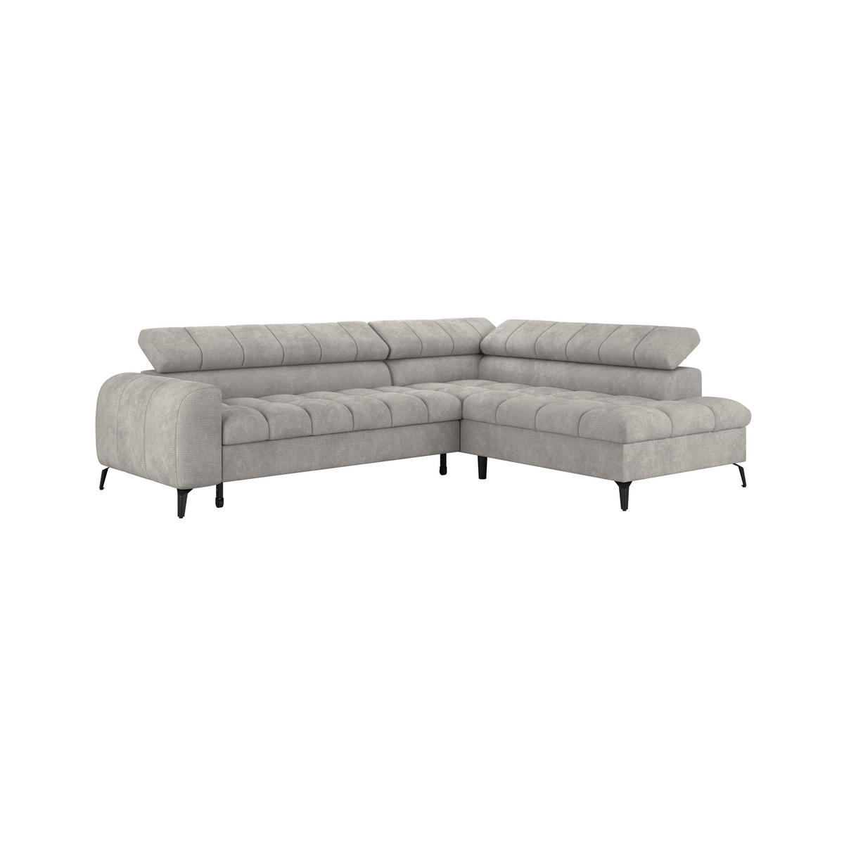 ECKSOFA VOLF Hellgrau Flachgewebe  - Hellgrau/Schwarz, Trend, Kunststoff/Textil (261/203cm) - Livetastic