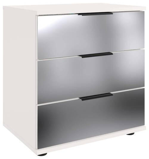 NACHTSCHRANK 52/58/38 cm  - Schwarz/Weiß, MODERN, Glas/Holzwerkstoff (52/58/38cm) - MID.YOU
