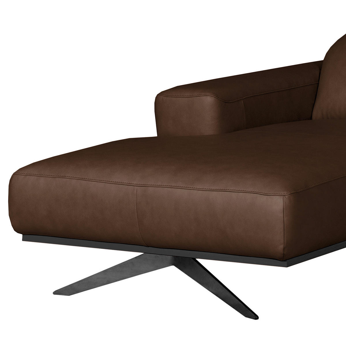 ECKSOFA  in Echtleder Dunkelbraun  187/295 cm  - Dunkelbraun/Schwarz, Design, Leder/Metall (187/295cm) - Livetastic