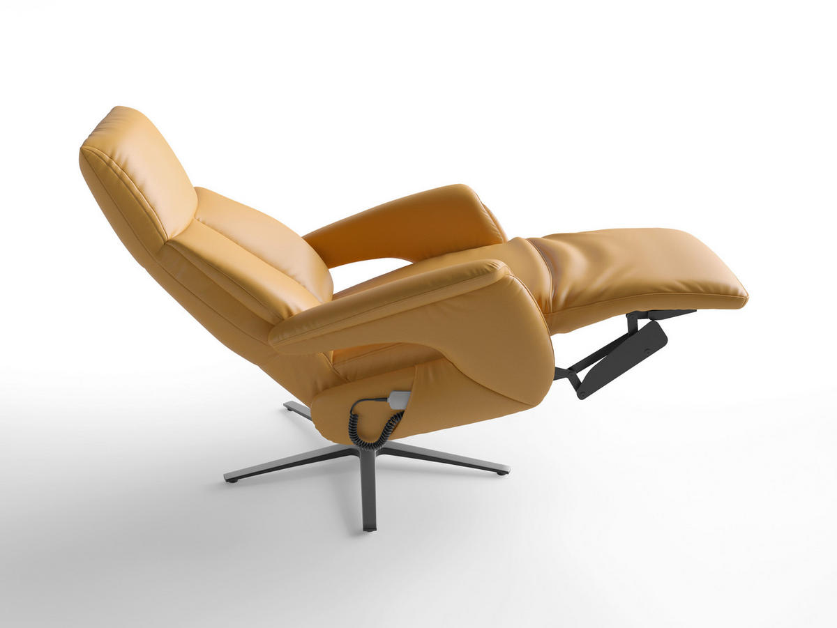 RELAXSESSEL Leder Currygelb  - Currygelb/Schwarz, Basics, Leder/Metall (75/110/85cm) - Sit & More