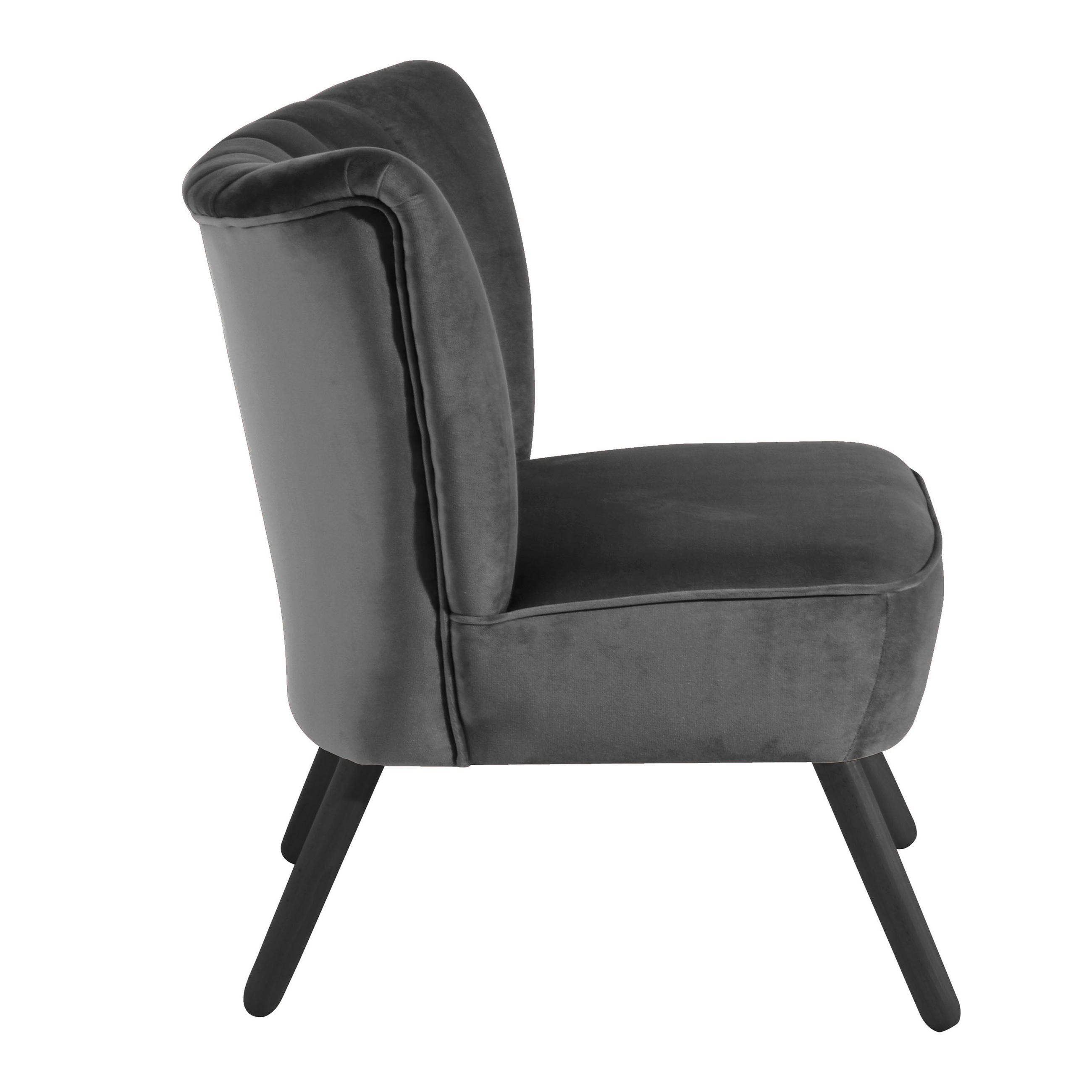 SESSEL Samt, Velours Anthrazit, Schwarz    - Anthrazit/Schwarz, Design, Holz/Textil (70/80/66cm) - Max Winzer