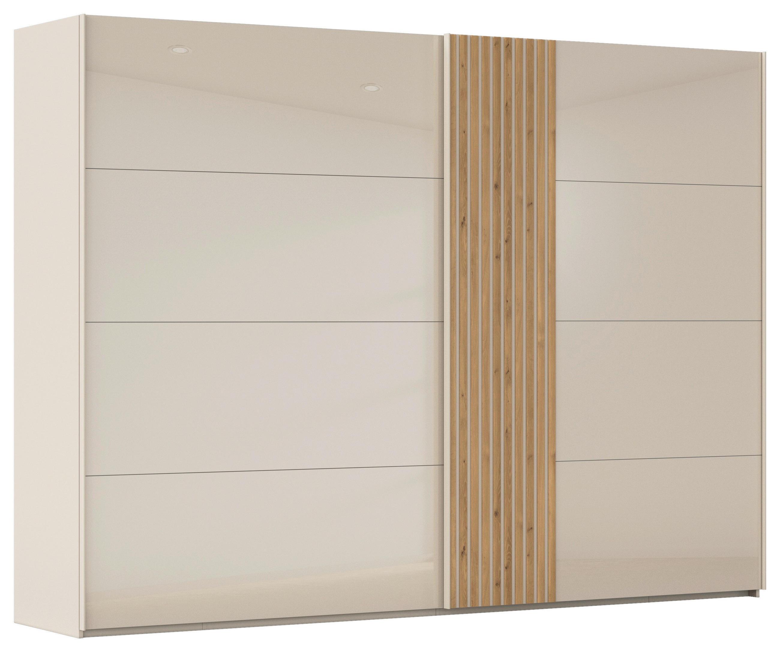 SCHWEBETÜRENSCHRANK 301/223/68 cm 2-türig Eichefarben, Champagner  - Champagner/Eichefarben, Design, Glas/Holzwerkstoff (301/223/68cm) - Novel