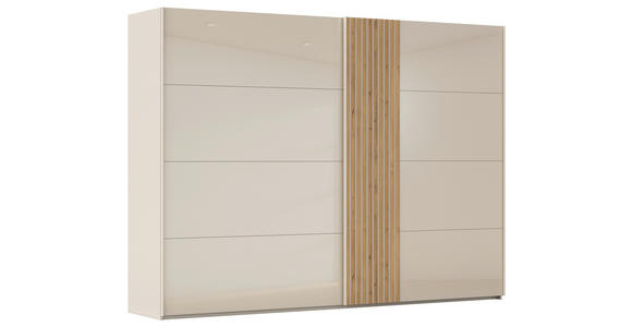 SCHWEBETÜRENSCHRANK  in Eichefarben, Champagner  - Champagner/Eichefarben, Design, Glas/Holzwerkstoff (301/223/68cm) - Novel