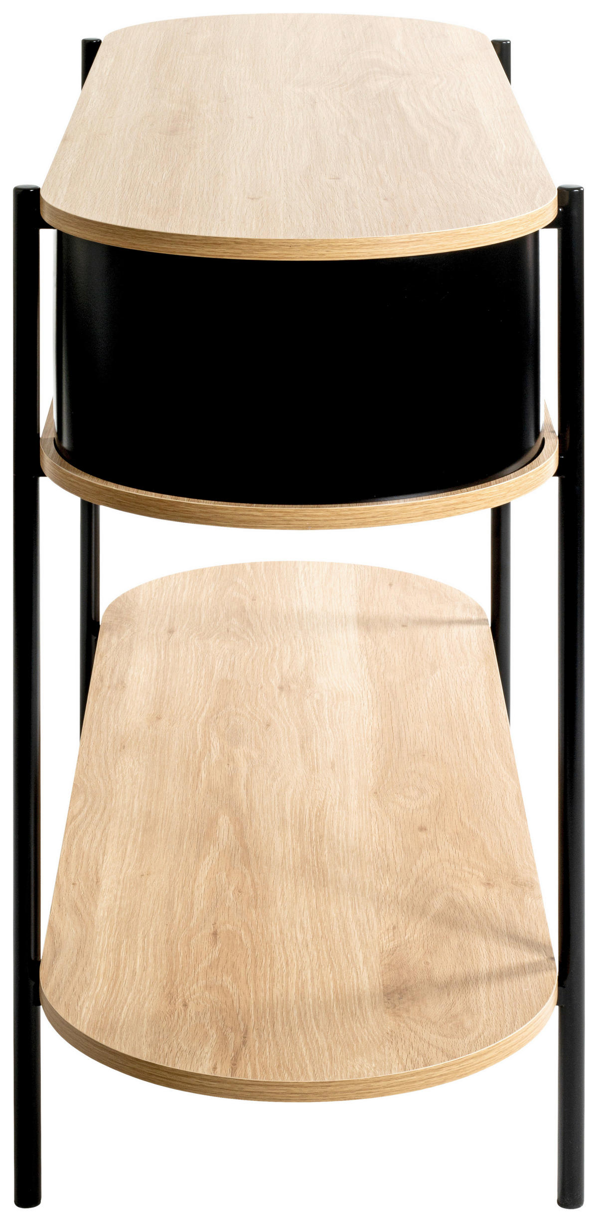 KONSOLENTISCH Schwarz, Eichefarben  - Eichefarben/Schwarz, Trend, Holzwerkstoff/Metall (110/39/76cm)