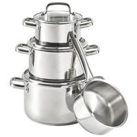 FŐZŐEDÉNYKÉSZLET 4 részes  - nemesacélszínű/átlátszó, Basics, Üveg/fém - Homeware Profession.