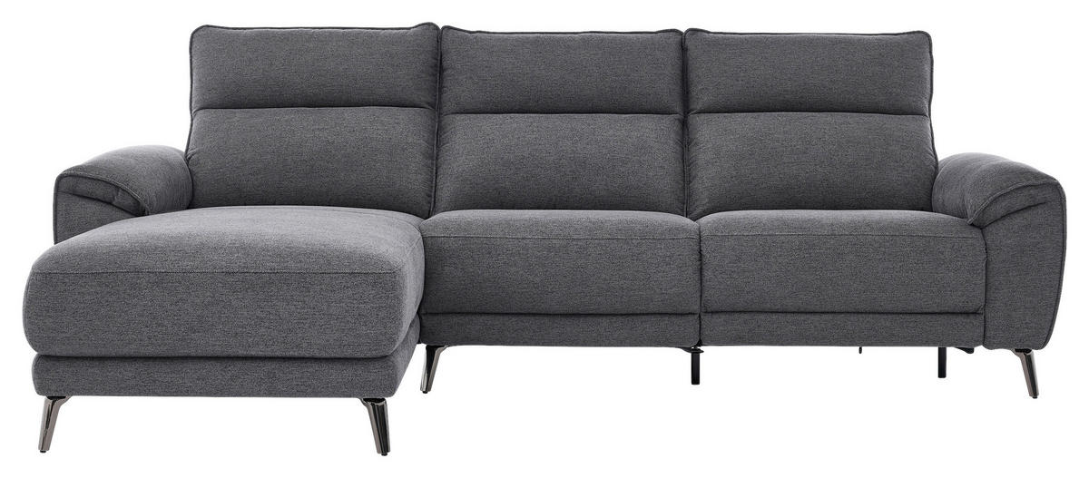 ECKSOFA Dunkelgrau Webstoff  - Chromfarben/Dunkelgrau, Design, Textil/Metall (168/272cm) - Carryhome