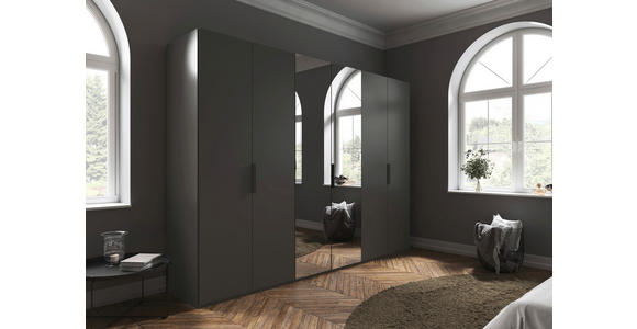 DREHTÜRENSCHRANK 301/235/61 cm,  in Graphitfarben, 6-türig  - Graphitfarben, Basics, Glas/Holzwerkstoff (301/235/61cm) - Novel