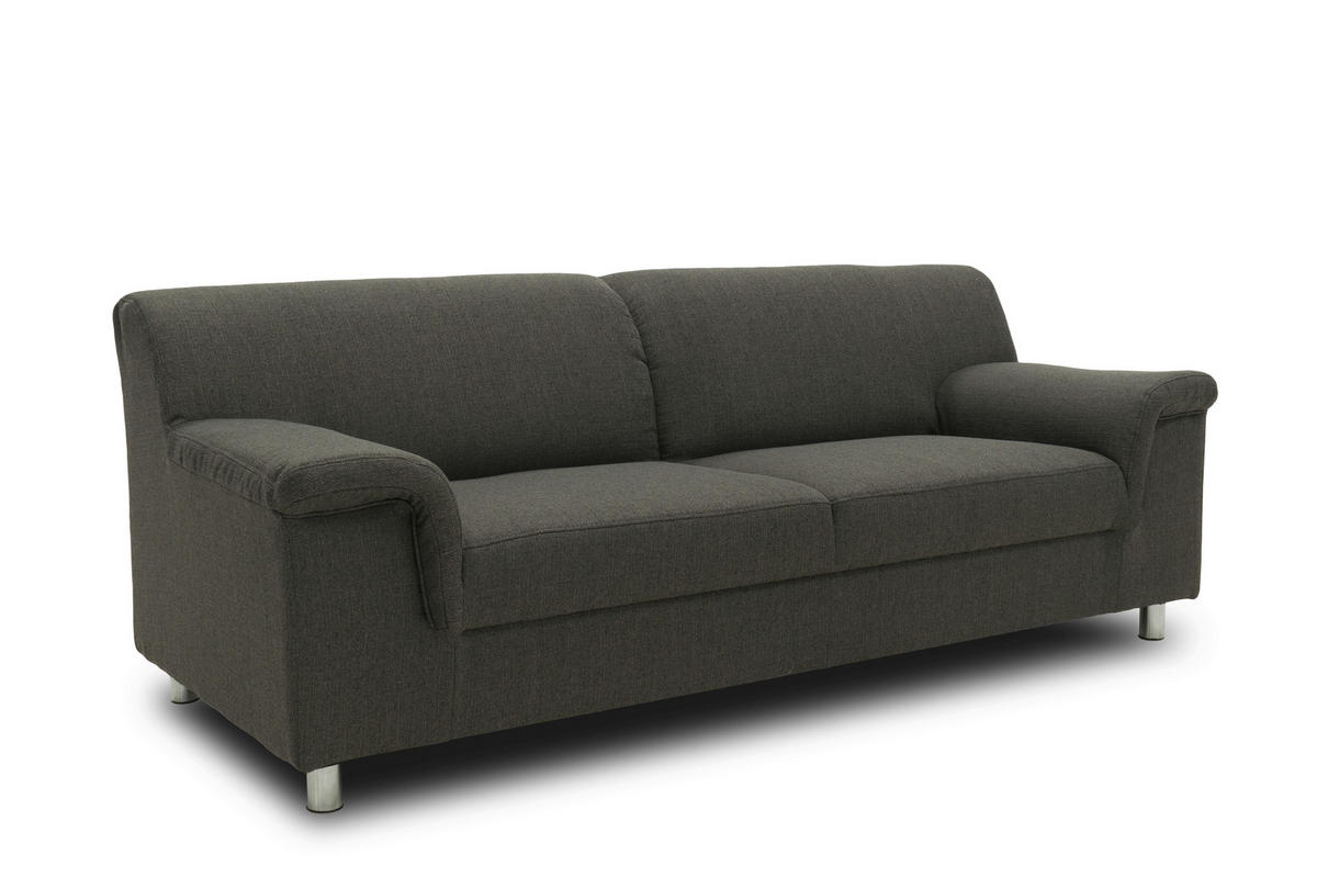 3-SITZER-SOFA in Webstoff Schlammfarben  - Chromfarben/Schlammfarben, KONVENTIONELL, Textil/Metall (190/72/80cm) - MID.YOU