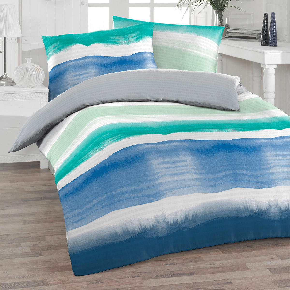 BETTWÄSCHE Seersucker 140/200 cm  - Türkis/Blau, Basics, Textil (140/200cm) - Florella
