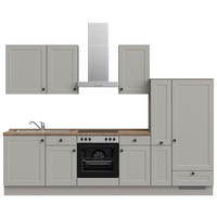 KÜCHENLEERBLOCK 300 cm   in Grau, Eiche dunkel  - Eiche dunkel/Schwarz, MODERN, Holzwerkstoff/Metall (300cm) - Nobilia